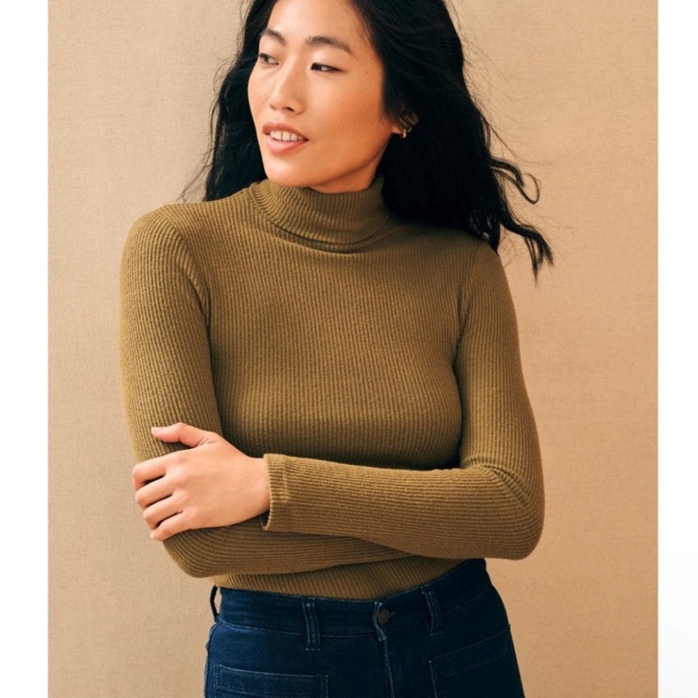 Faherty Legends Ribbed Olive Turtleneck - image 1
